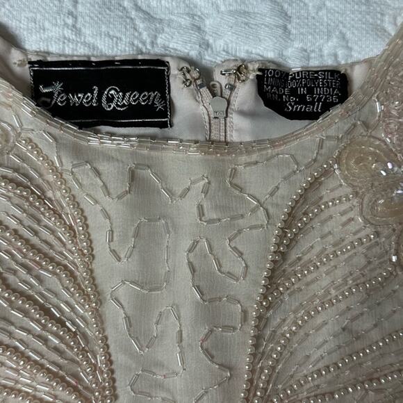 Jewel Queen Vintage Light Pink Silk Sequin Dress Size Small - Picture 8 of 8